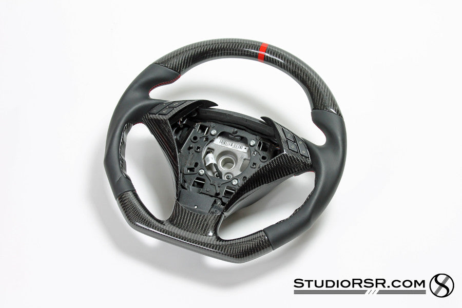 BUYISI Carbon-Fiber Steering Wheel Decoration Cover Trim For Bmw E60  5-Series 2004-2010 