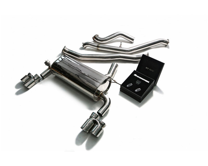 ARMYTRIX Stainless Steel Valvetronic Catback Exhaust System Quad Chrome Silver Tips BMW 3-Series | 4-Series F3x 2012-2015