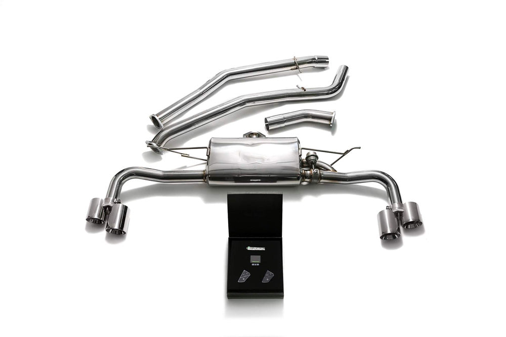 ARMYTRIX Stainless Steel Valvetronic Catback Exhaust System Quad Matte Black Tips BMW X5 xDrive 35i F15 2014-2021