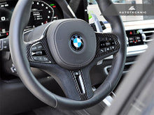 Load image into Gallery viewer, AutoTecknic Carbon Alcantara Steering Wheel Trim - G14/ G15/ G16 8-Series - AutoTecknic USA