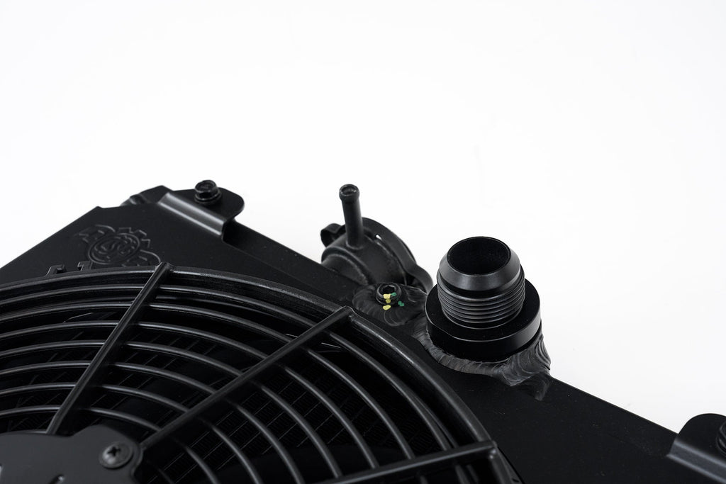 CSF #2858XB Universal Half Radiator - Evo 7/8/9 / 92-00 Civic - w/ SPAL Fan & Shroud - Black