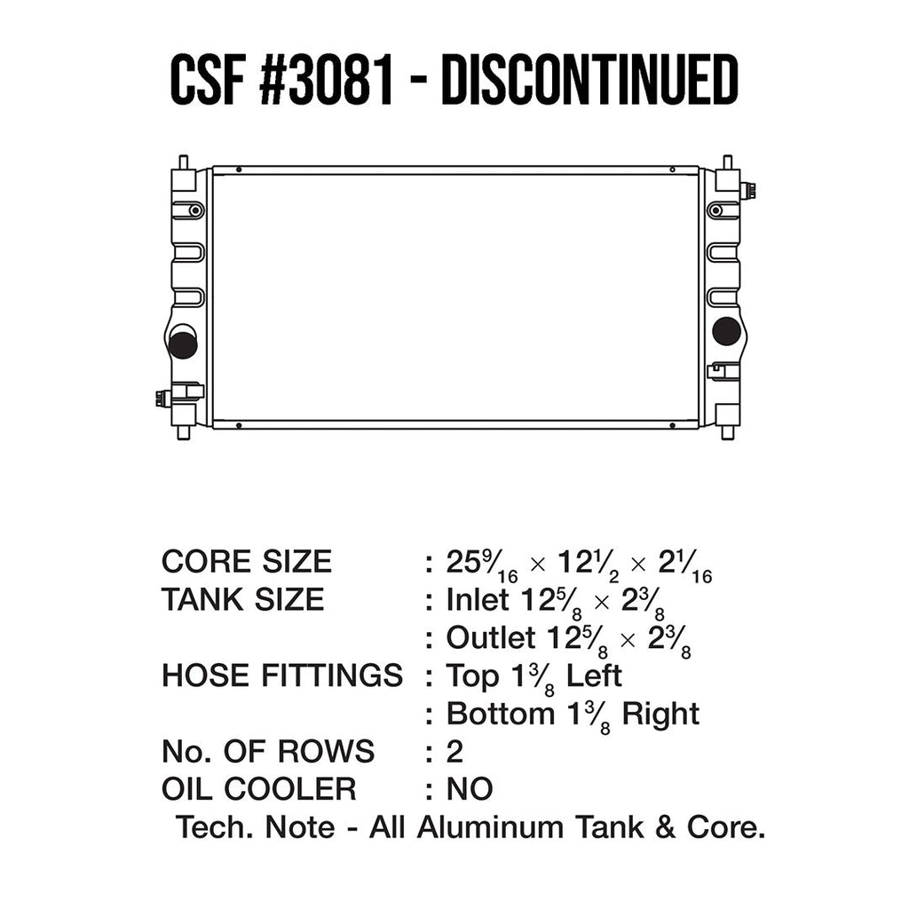 CSF #3081 CSF 3081 - Toyota MR2 Spyder Radiator (Discontinued)