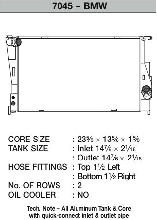 CSF #7045 BMW E82 1M / 08-11 E8X 135i / 07-11 E9X 335i (MT) All-Aluminum Radiator