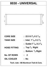 Load image into Gallery viewer, CSF #8030 Dual-Pass Cross Flow Heat Exchanger with 3/4" slip-on connections