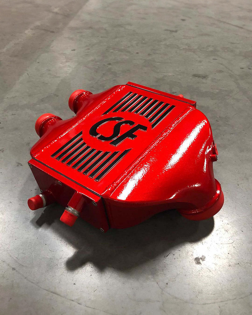 CSF #8082R F8X M3 / M4 / M2 Comp Top Mount Charge-Air-Cooler - Raw Finish custom finish - Dormant red gloss w/ black Pinstriping +$400.00