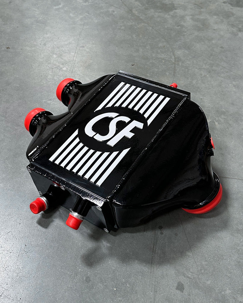 CSF #8082R F8X M3 / M4 / M2 Comp Top Mount Charge-Air-Cooler - Raw Finish custom finish - Gloss Black w/ Alpine White Pin Stripes +$400.00