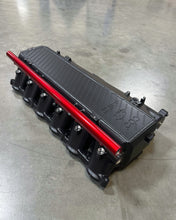 Load image into Gallery viewer, CSF #8200C A90 Supra / BMW B58 Charge-Air Cooler Manifold - Custom Finish custom finish - Thermal Black Heat Dispersion with Cusco/Verus Engineering Blue Fuel Rail
