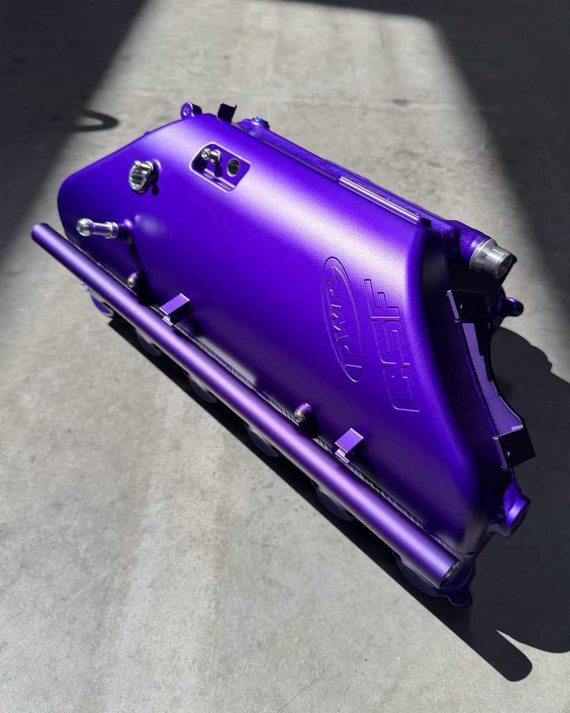CSF #8233C BMW S58 "Level-Up" Charge Air Cooler Manifold - Custom Finish custom finish - Illusion Purple with Casper clear
