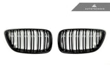 AutoTecknic Dual-Slats Gloss Black Front Grille Set - F22 2-Series | F87 M2