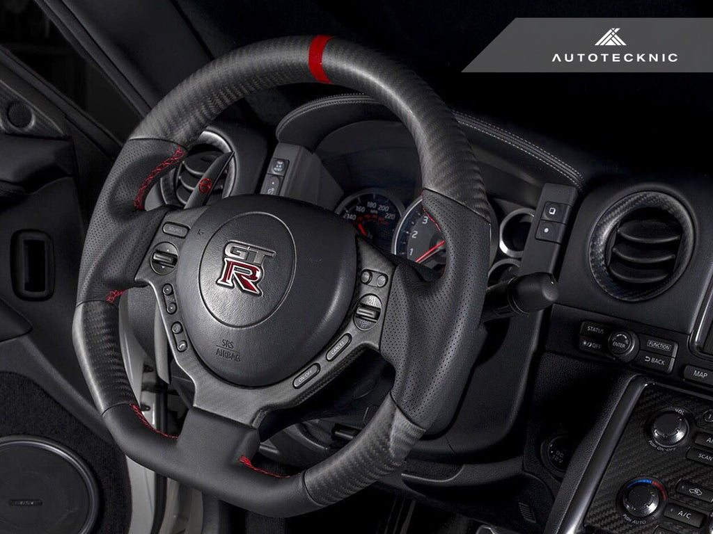 AutoTecknic Dry Carbon Fiber Steering Wheel Trim - Nissan R35 GT-R