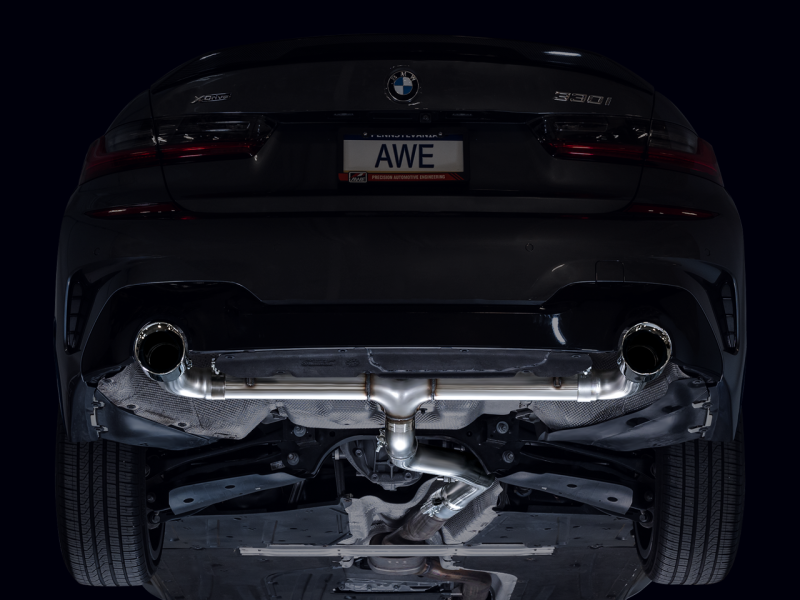 AWE 19-23 BMW 330i / 21-23 BMW 430i Base G2X Track Edition Axle Back Exhaust - Chrome Silver
