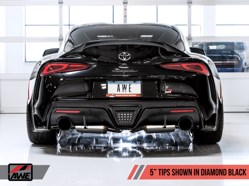 AWE 2020 Toyota Supra A90 Resonated Touring Edition Exhaust - 5in Diamond Black Tips