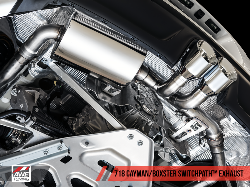 AWE Tuning Porsche 718 Boxster / Cayman SwitchPath Exhaust (PSE Only) - Chrome Silver Tips