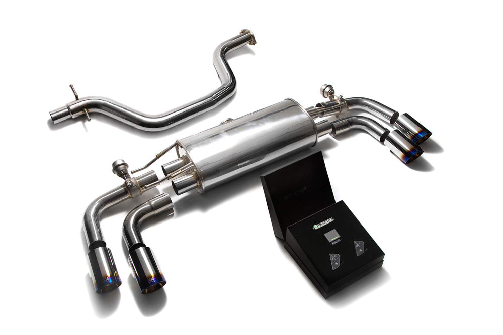 ARMYTRIX Stainless Steel Valvetronic Catback Exhaust System Quad Blue Coated Tips Audi TT MK2 8J 2007-2014