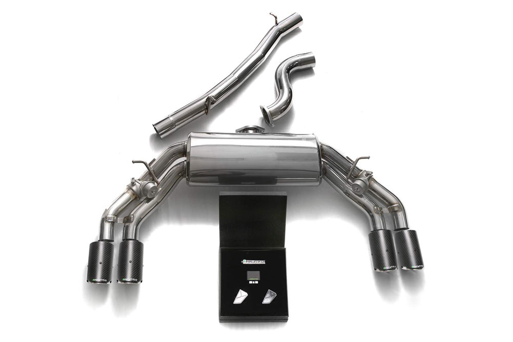 ARMYTRIX Stainless Steel Valvetronic Catback Exhaust System Quad Carbon Tips Audi TTS Quattro MK3 8S 2.0 TFSI 2015-2020