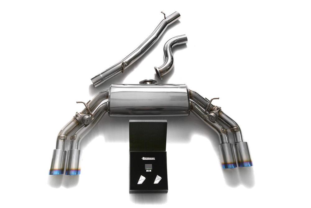ARMYTRIX Stainless Steel Valvetronic Catback Exhaust System Quad Blue Coated Tips Audi TTS Quattro MK3 8S 2.0 TFSI 2015-2020