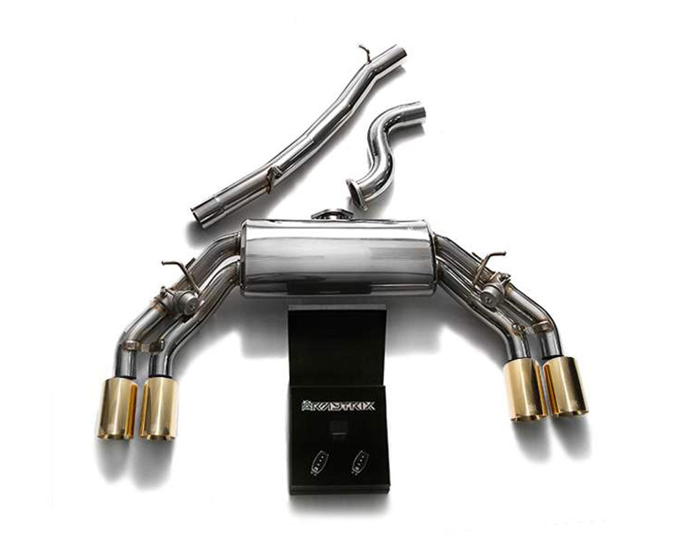 ARMYTRIX Stainless Steel Valvetronic Catback Exhaust System Quad Gold Tips Audi TTS Quattro MK3 8S 2.0 TFSI 2015-2020