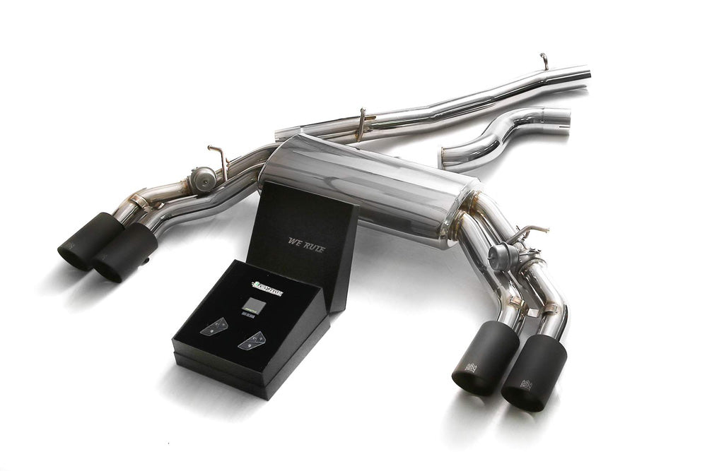 ARMYTRIX Stainless Steel Valvetronic Catback Exhaust System Quad Matte Black Tips Audi TTS Quattro MK3 8S 2.0 TFSI 2015-2020