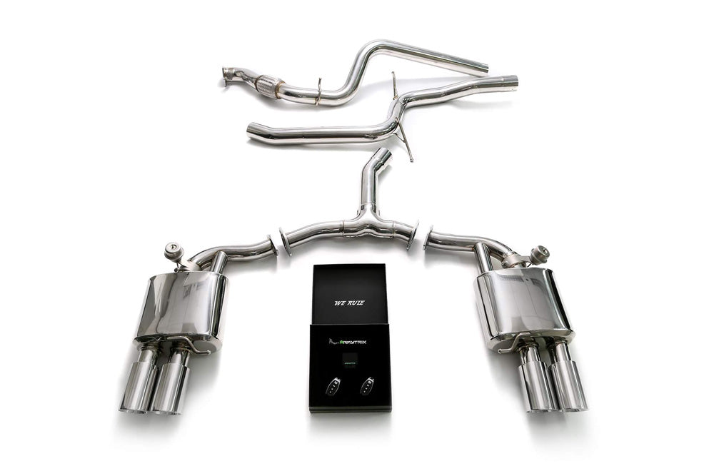 ARMYTRIX Stainless Steel Valvetronic Catback Exhaust System Quad Chrome Silver Tips Audi A4 Quattro 2.0 TFSI 4WD 2016-2020