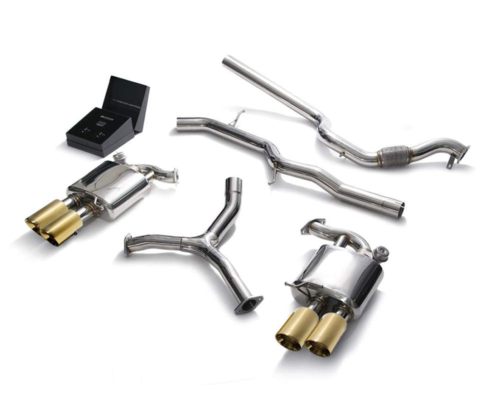 ARMYTRIX Stainless Steel Valvetronic Catback Exhaust System Quad Gold Tips Audi A4 Quattro 2.0 TFSI 4WD 2016-2020