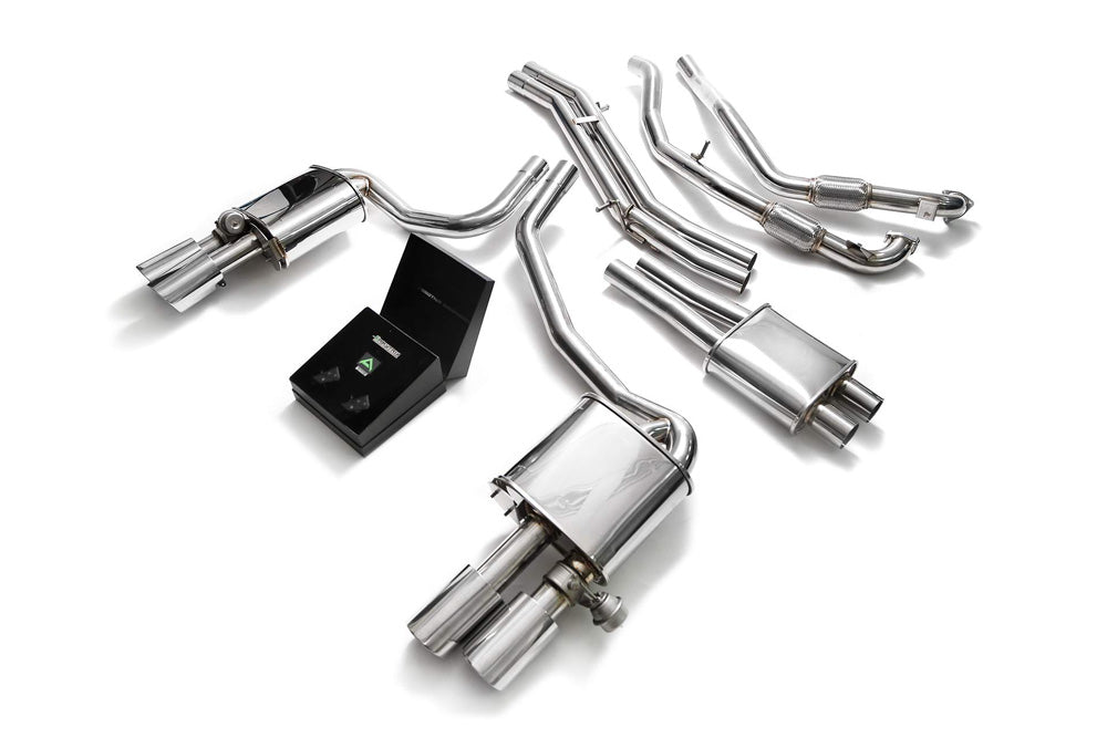 ARMYTRIX Stainless Steel Valvetronic Catback Exhaust System Quad Chrome Silver Tips Audi S5 Coupe 3.0L V6 Turbo B9 2017-2020