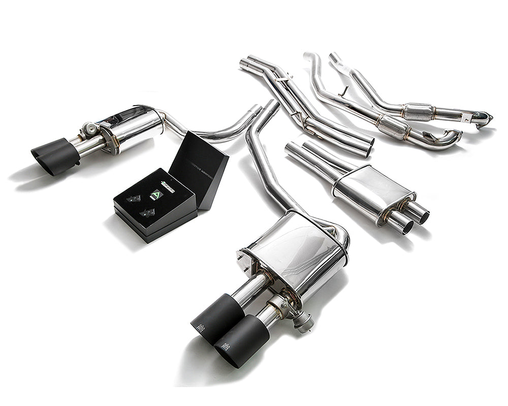 ARMYTRIX Stainless Steel Valvetronic Catback Exhaust System Quad Matte Black Tips Audi S5 Coupe 3.0L V6 Turbo B9 2017-2020