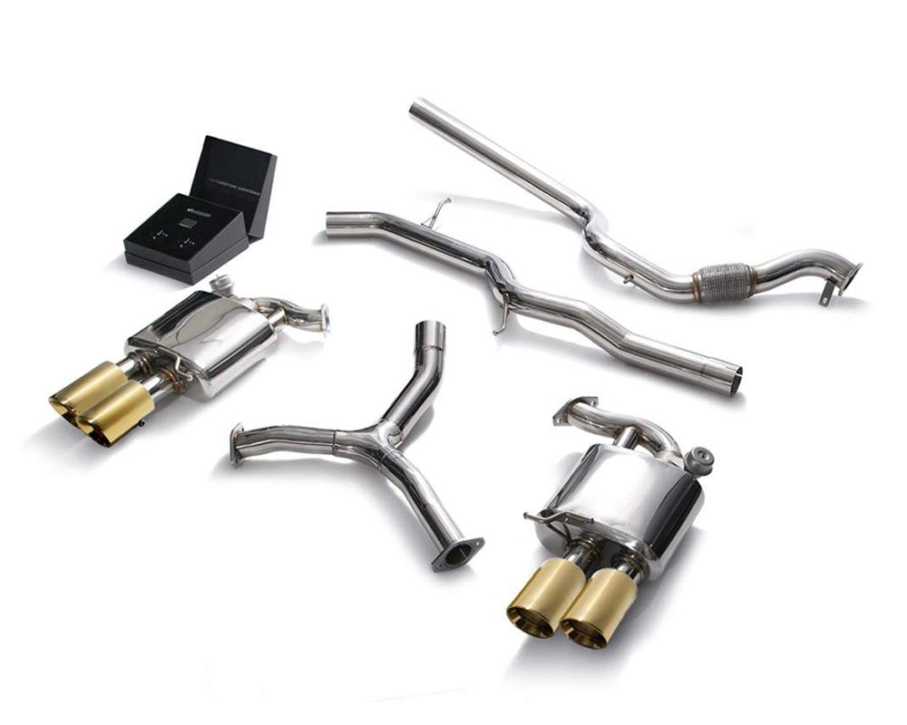 ARMYTRIX Stainless Steel Valvetronic Catback Exhaust System Quad Gold Tips Audi A5 Coupe 4WD B9 2016-2020