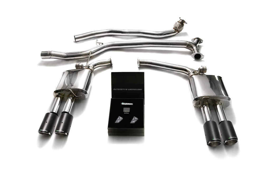 ARMYTRIX Stainless Steel Valvetronic Catback Exhaust System Quad Carbon Tips Audi A4 | A5 B8 2008-2020