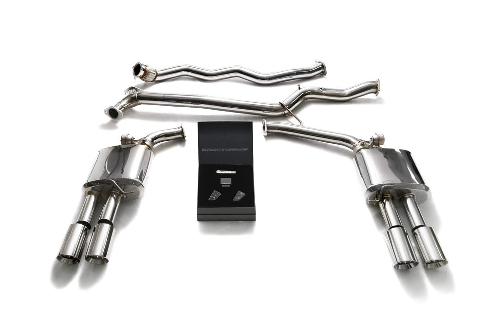 ARMYTRIX Stainless Steel Valvetronic Catback Exhaust System Quad Chrome Coated Tips Audi A4 | A5 B8 2008-2020