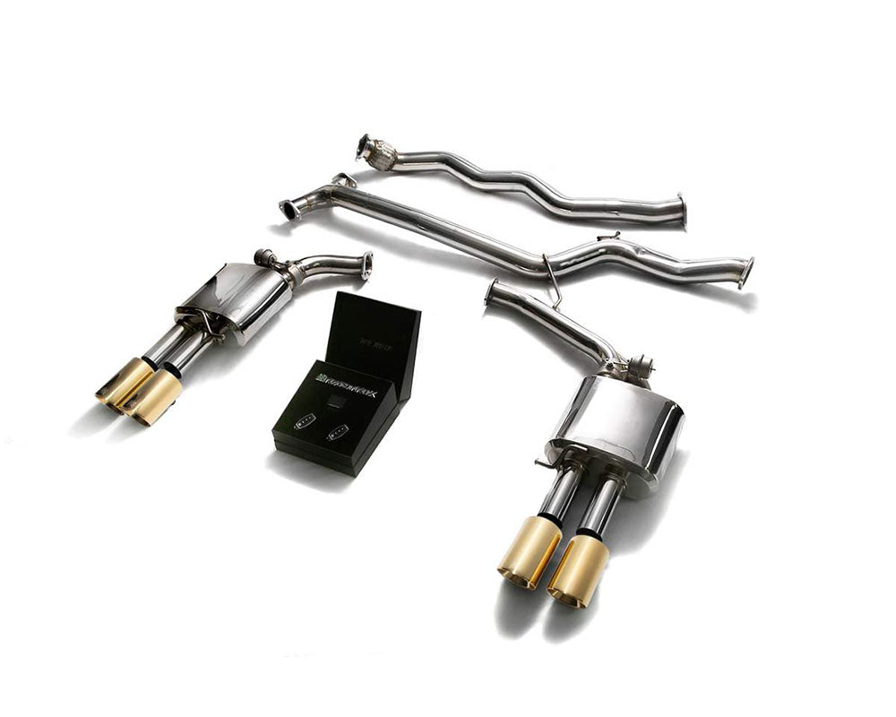 ARMYTRIX Stainless Steel Valvetronic Catback Exhaust System Quad Gold Tips Audi A4 | A5 B8 2008-2020