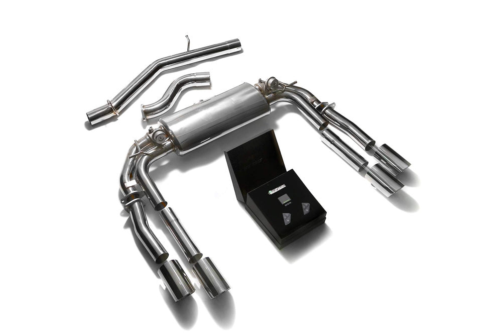 ARMYTRIX Stainless Steel Valvetronic Catback Exhaust System Quad Chrome Silver Tips Audi S3 8V Sedan 2.0 Turbo 2013-2020