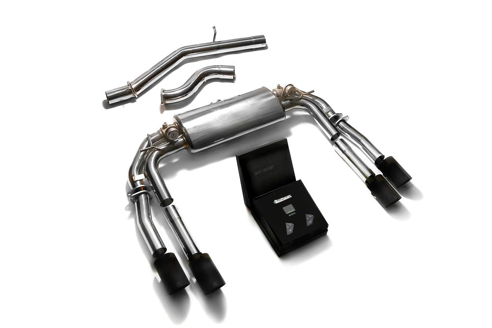 ARMYTRIX Stainless Steel Valvetronic Catback Exhaust System Quad Matte Black Tips Audi S3 8V Sedan 2.0 Turbo 2013-2020