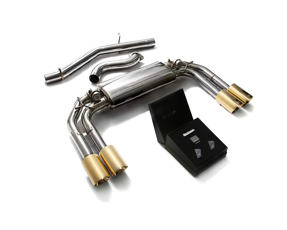 ARMYTRIX Stainless Steel Valvetronic Catback Exhaust System Quad Gold Tips Audi S3 8V Sportback 2013-2020
