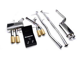 ARMYTRIX Stainless Steel Valvetronic Catback Exhaust System Quad Gold Tips BMW 520i | 528i F10 N20B20 2011-2019