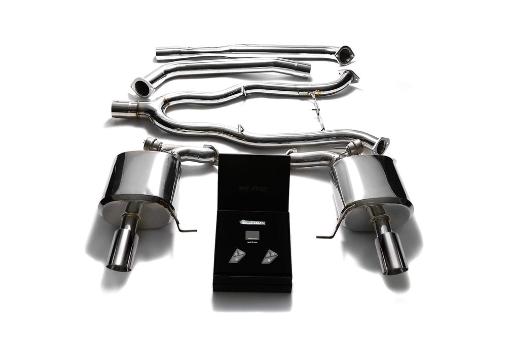 ARMYTRIX Stainless Steel Valvetronic Catback Exhaust System Dual Matte Black Tips BMW 535i F10 RWD 2011-2019
