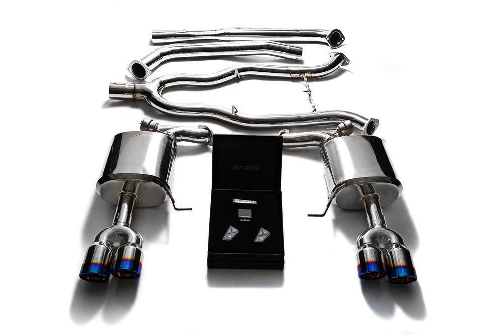 ARMYTRIX Stainless Steel Valvetronic Catback Exhaust System Quad Blue Coated Tips BMW 535i F10 RWD 2011-2019
