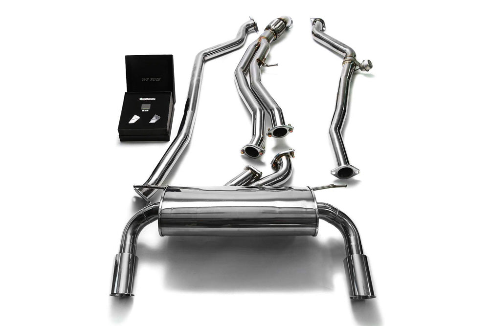 ARMYTRIX Stainless Steel Valvetronic Catback Exhaust System Dual Chrome Silver Tips BMW M135i | M235i F2x 2012-2015