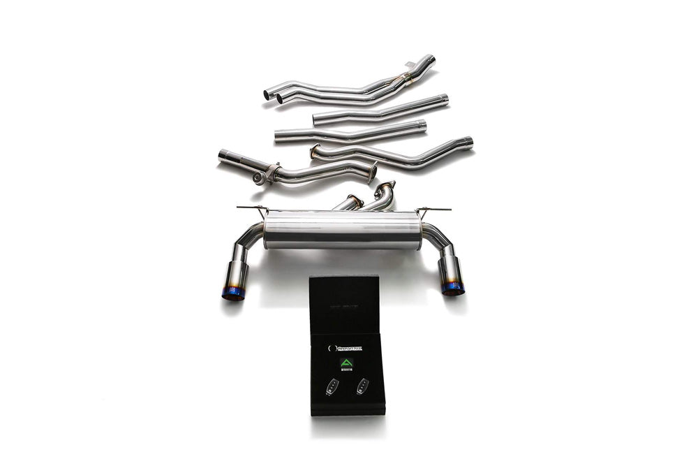 ARMYTRIX Stainless Steel Valvetronic Exhaust System Dual Blue Coated Tips BMW M140i | M240i F2X 2017-2019