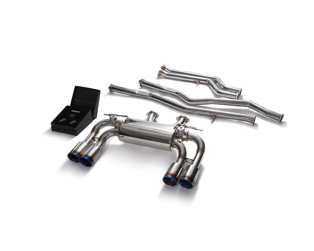 ARMYTRIX Stainless Steel Valvetronic Catback Exhaust System Quad Blue Coated Tips BMW M2 Competition F87 2019-2020