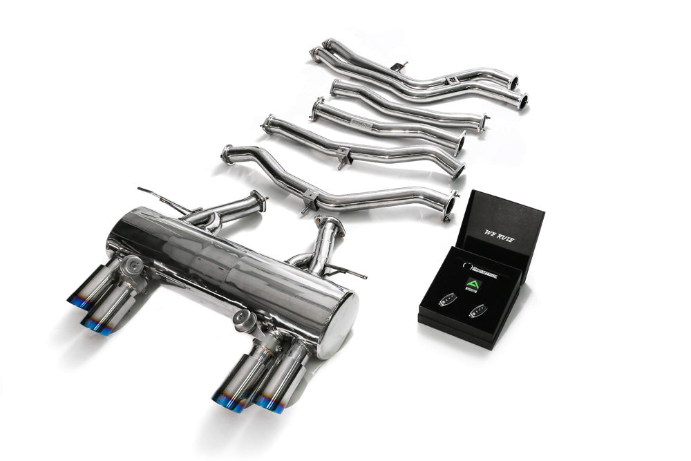 ARMYTRIX Stainless Steel Valvetronic Catback Exhaust System Quad Blue Coated Tips BMW M3 | M4 F8x 2015-2020