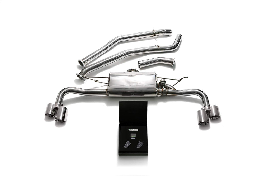 ARMYTRIX Stainless Steel Valvetronic Catback Exhaust System Quad Chrome Silver Tips BMW X5 xDrive 35i F15 2014-2021