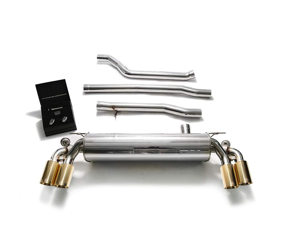ARMYTRIX Stainless Steel Valvetronic Catback Exhaust System Quad Gold Tips BMW 520i | 530i G3X 2017-2020
