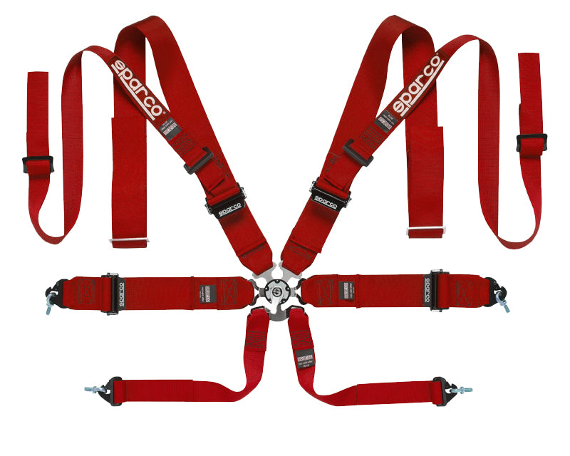Sparco Red Competition 8-Point Double Shoulder Harness