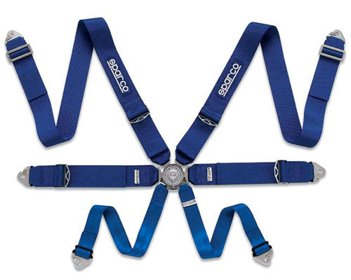 Sparco Competition 6-Point Pull Down Style Harness Blue