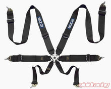Load image into Gallery viewer, Sparco Competition 6-Point Pull Down Style Harness Black
